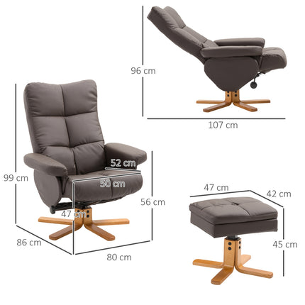 Sessel mit Ottoman, Stauraum und Drehfunktion, braunes PU