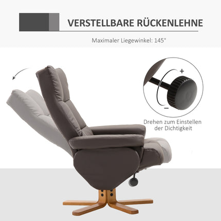 Sessel mit Ottoman, Stauraum und Drehfunktion, braunes PU
