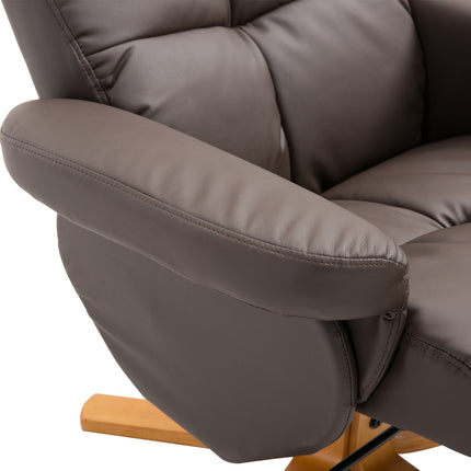 Sessel mit Ottoman, Stauraum und Drehfunktion, braunes PU