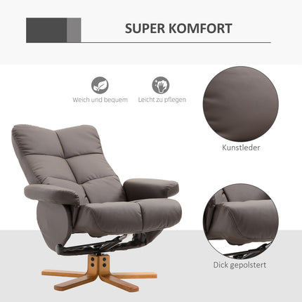 Sessel mit Ottoman, Stauraum und Drehfunktion, braunes PU