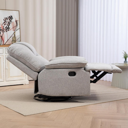 Fauteuil de relaxation, fauteuil TV avec fonction inclinable, repose-pieds, fauteuil TV avec noyau à ressorts ensachés, aspect lin, fauteuil inclinable pour le salon, gris