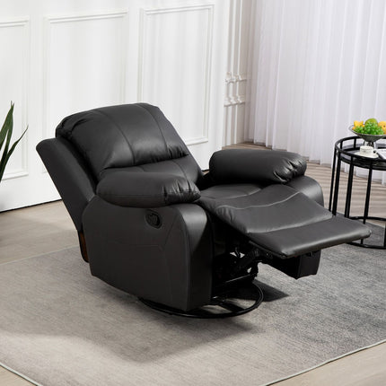 Liege-Dreh-TV-Sessel mit Hocker, schwarz