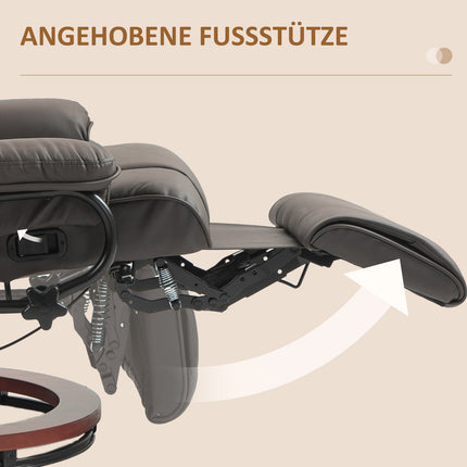 Liege-TV-Sessel aus Kunstleder, drehbar, Braun, 150 kg Tragkraft