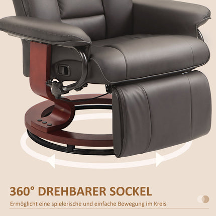 Liege-TV-Sessel aus Kunstleder, drehbar, Braun, 150 kg Tragkraft