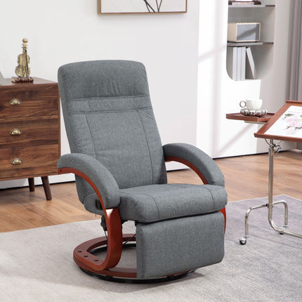 Reclining TV chair, swivel with adjustable backrest, gray fabric