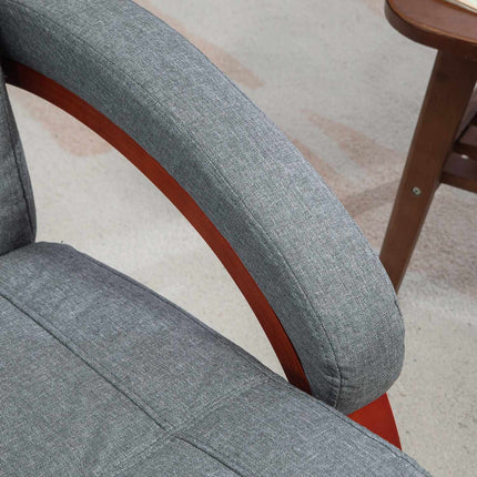 Reclining TV chair, swivel with adjustable backrest, gray fabric