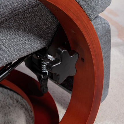 Reclining TV chair, swivel with adjustable backrest, gray fabric