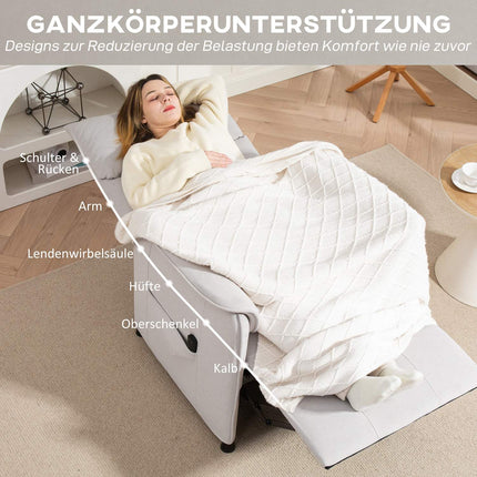 Elektrischer Relaxsessel mit geräuschloser Memory-Funktion, Cremefarbener Samt
