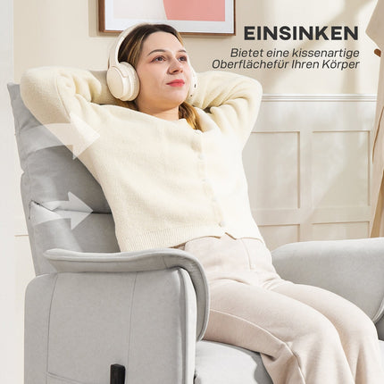 Elektrischer Relaxsessel mit geräuschloser Memory-Funktion, Cremefarbener Samt