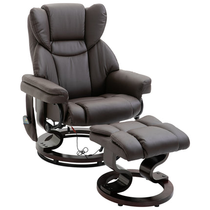 Massagesessel mit Hocker, Kunstleder, braun