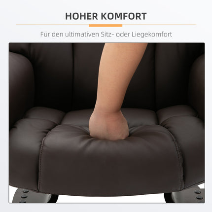 Massagesessel mit Hocker, Kunstleder, braun