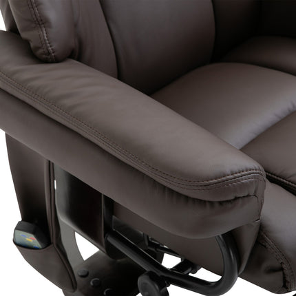 Massagesessel mit Hocker, Kunstleder, braun