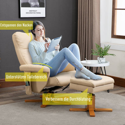 Recamiere mit Hocker, Kunstleder, 145° Neigung