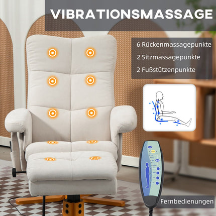Cremeweißer Relaxsessel mit Ottoman, drehbar und mit Stauraum