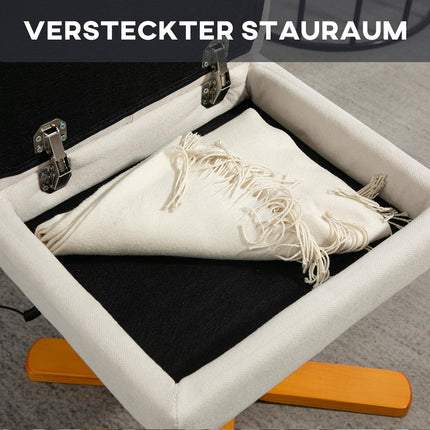 Cremeweißer Relaxsessel mit Ottoman, drehbar und mit Stauraum