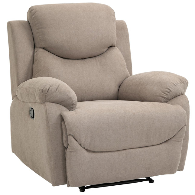 Beigefarbener Loungesessel mit 150° Neigung, Leinenoptik