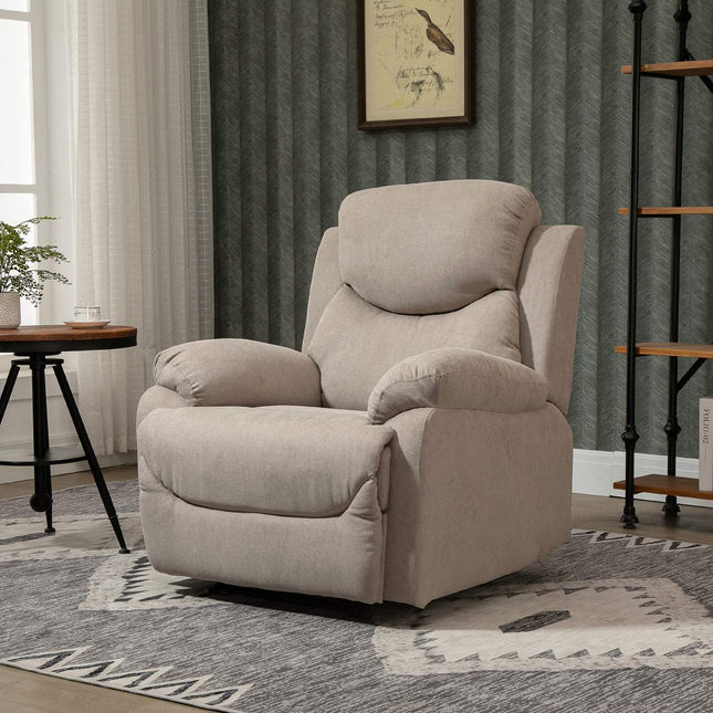 Beigefarbener Loungesessel mit 150° Neigung, Leinenoptik