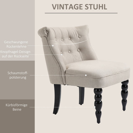 Vintage Polstersessel, Holzrahmen, Leinenbezug