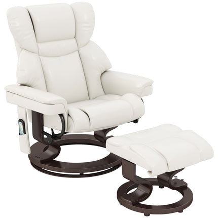 Fauteuil de relaxation avec repose-pieds, fauteuil TV électrique avec fonction inclinable, fauteuil de massage pivotant avec télécommande, poche latérale, pour salon, simili cuir, blanc crème