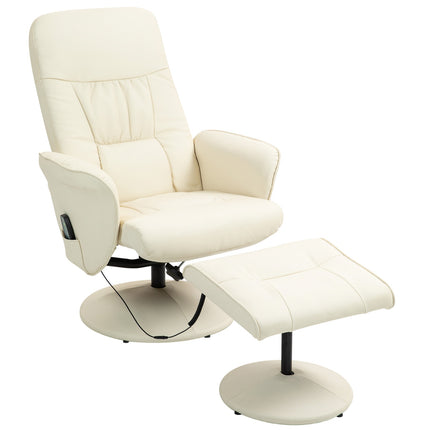 Elektrischer Relax-Massagesessel mit Fußhocker, Cremeweiß