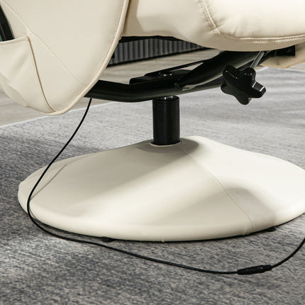Elektrischer Relax-Massagesessel mit Fußhocker, Cremeweiß