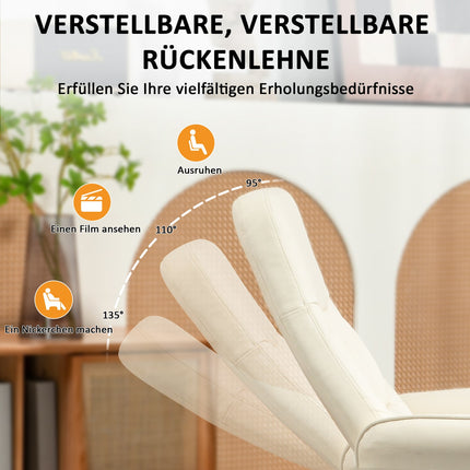Elektrischer Relax-Massagesessel mit Fußhocker, Cremeweiß