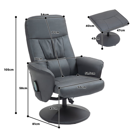 Elektrischer Massagesessel, Kunstleder, Dunkelgrau