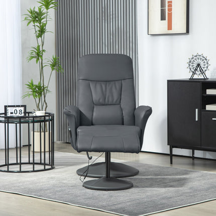 Elektrischer Massagesessel, Kunstleder, Dunkelgrau