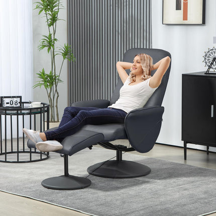 Elektrischer Massagesessel, Kunstleder, Dunkelgrau
