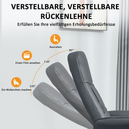 Elektrischer Massagesessel, Kunstleder, Dunkelgrau