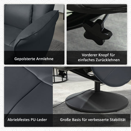 Elektrischer Massagesessel, Kunstleder, Dunkelgrau