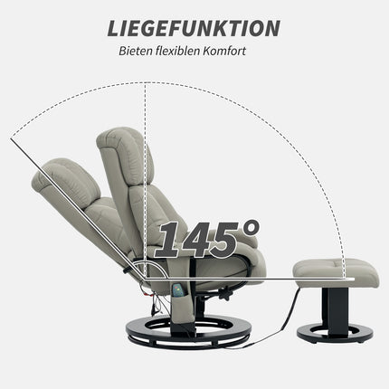 Elektrischer Relaxsessel mit Massage und Fußhocker, grau
