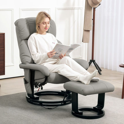 Elektrischer Relaxsessel mit Massage und Fußhocker, grau