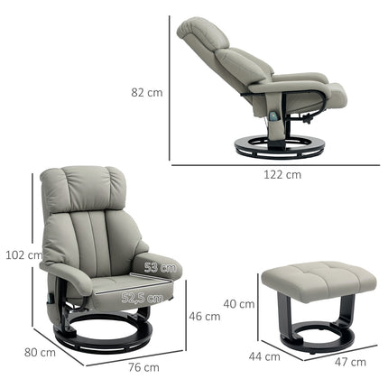 Elektrischer Relaxsessel mit Massage und Fußhocker, grau