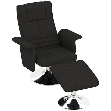 Drehbarer Relax-Massagesessel mit Hocker, schwarzes Leinen