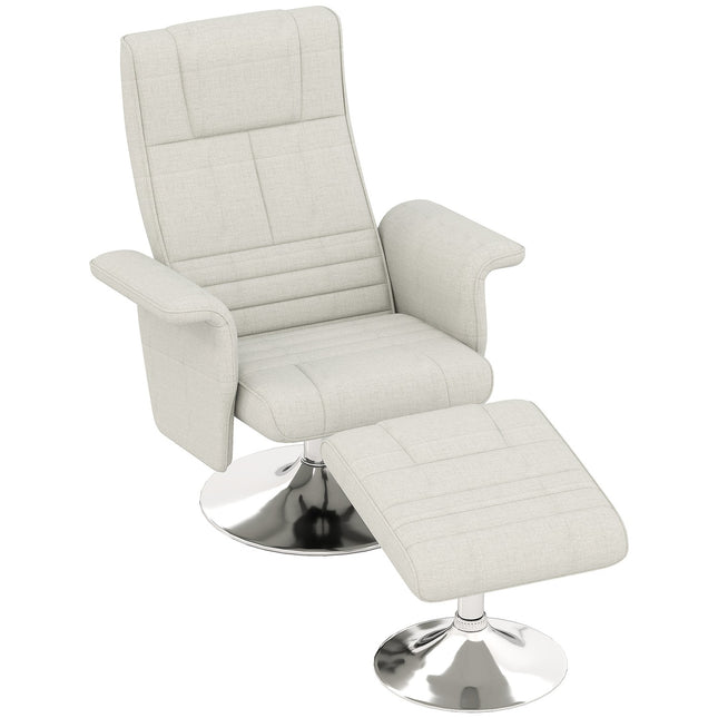 Cremeweißer Relax-Massagesessel mit Fußhocker, 8-Punkt-Vibration