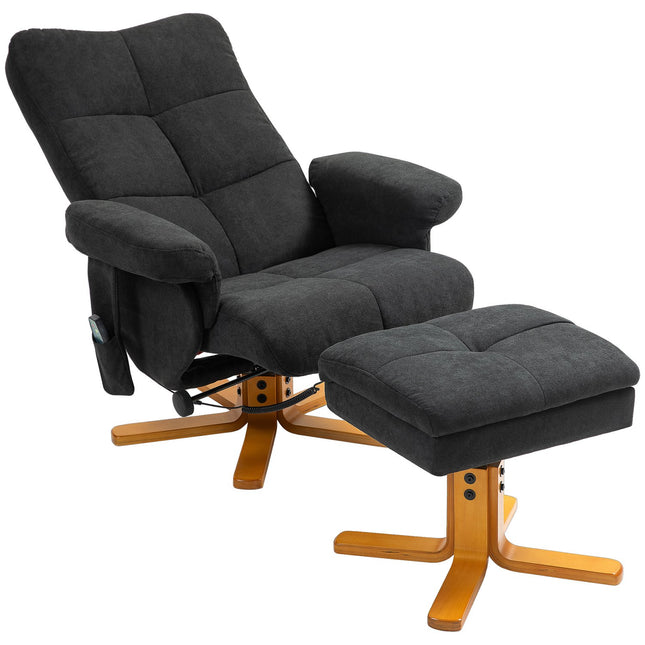 Elektrischer Massagesessel mit Hocker, schwarz