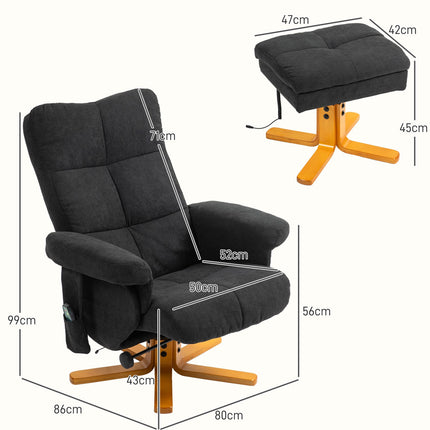 Elektrischer Massagesessel mit Hocker, schwarz