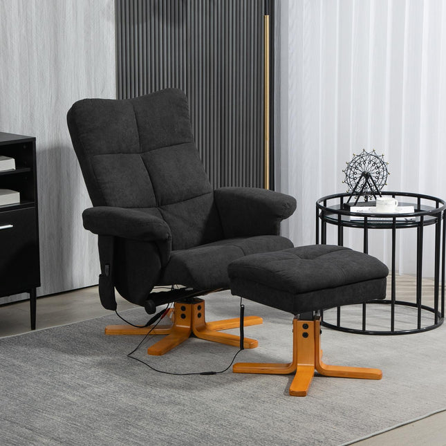 Elektrischer Massagesessel mit Hocker, schwarz