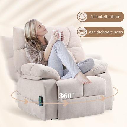 Electric reclining massage chair with heating and turning functions