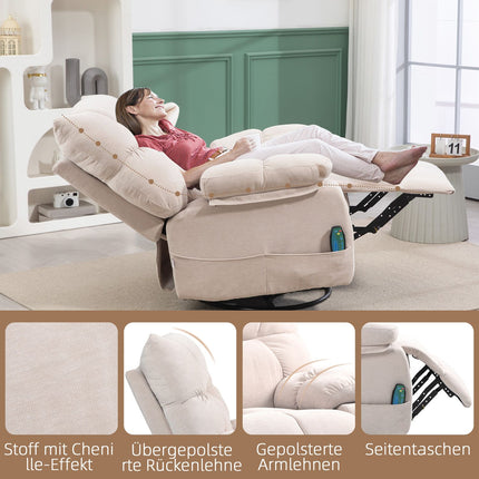 Electric reclining massage chair with heating and turning functions
