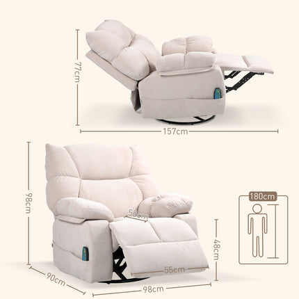 Electric reclining massage chair with heating and turning functions