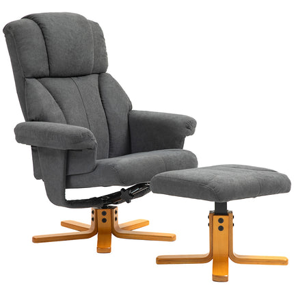 Lounger with ottoman, 150 kg Max, dark grey, 79x80x104cm