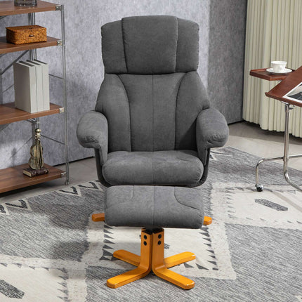 Lounger with ottoman, 150 kg Max, dark grey, 79x80x104cm