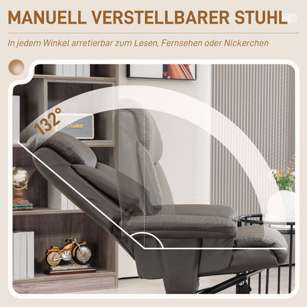 Fernsehsessel aus Kunstleder mit Wippfunktion und Hocker