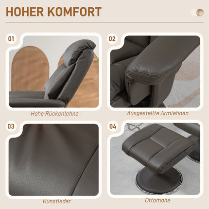 Fernsehsessel aus Kunstleder mit Wippfunktion und Hocker