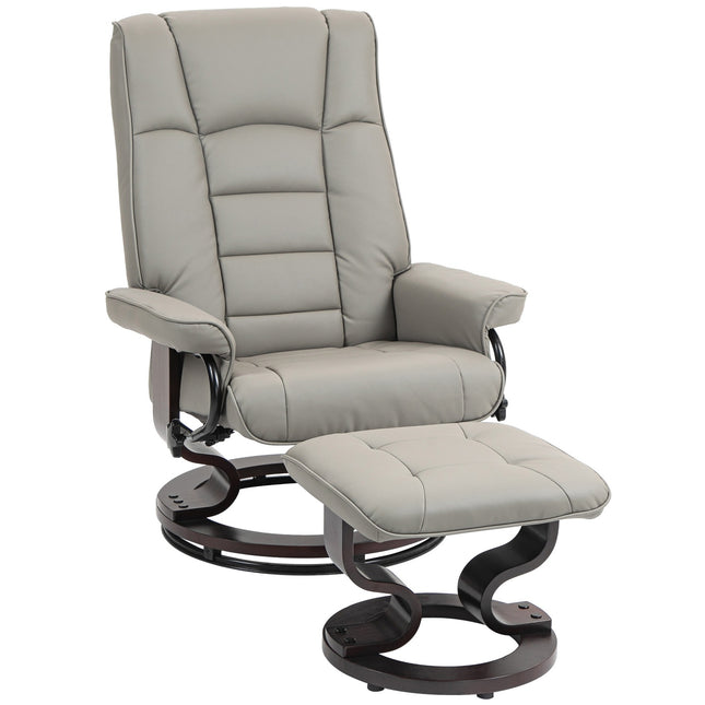 Relaxliegesessel mit Hocker, Kunstleder, grau