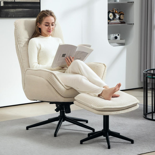 Liege Beige mit 360° drehbar und Hocker