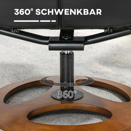 Elektrischer Relaxsessel mit Hocker, 130° Neigung, schwarzes Kunstleder