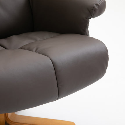Brauner Relaxsessel aus Kunstleder mit Massagefunktion und Hocker